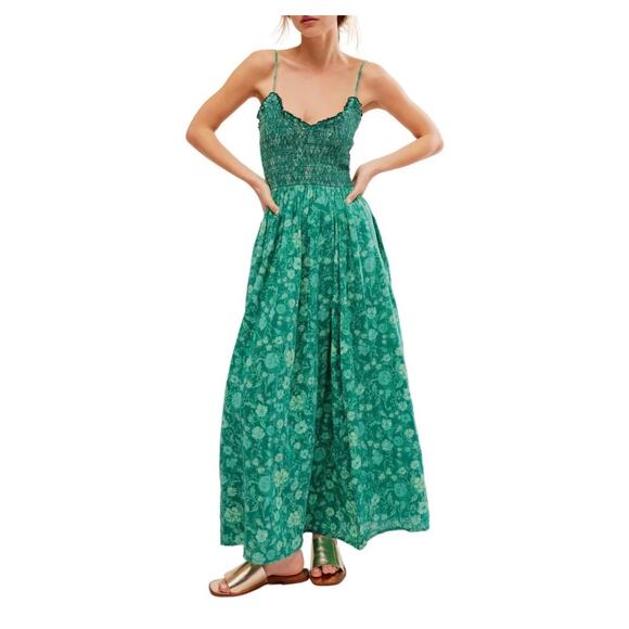 Free People Sweet Nothings Green Midi Dress - Size Small - Picture 3 of 6